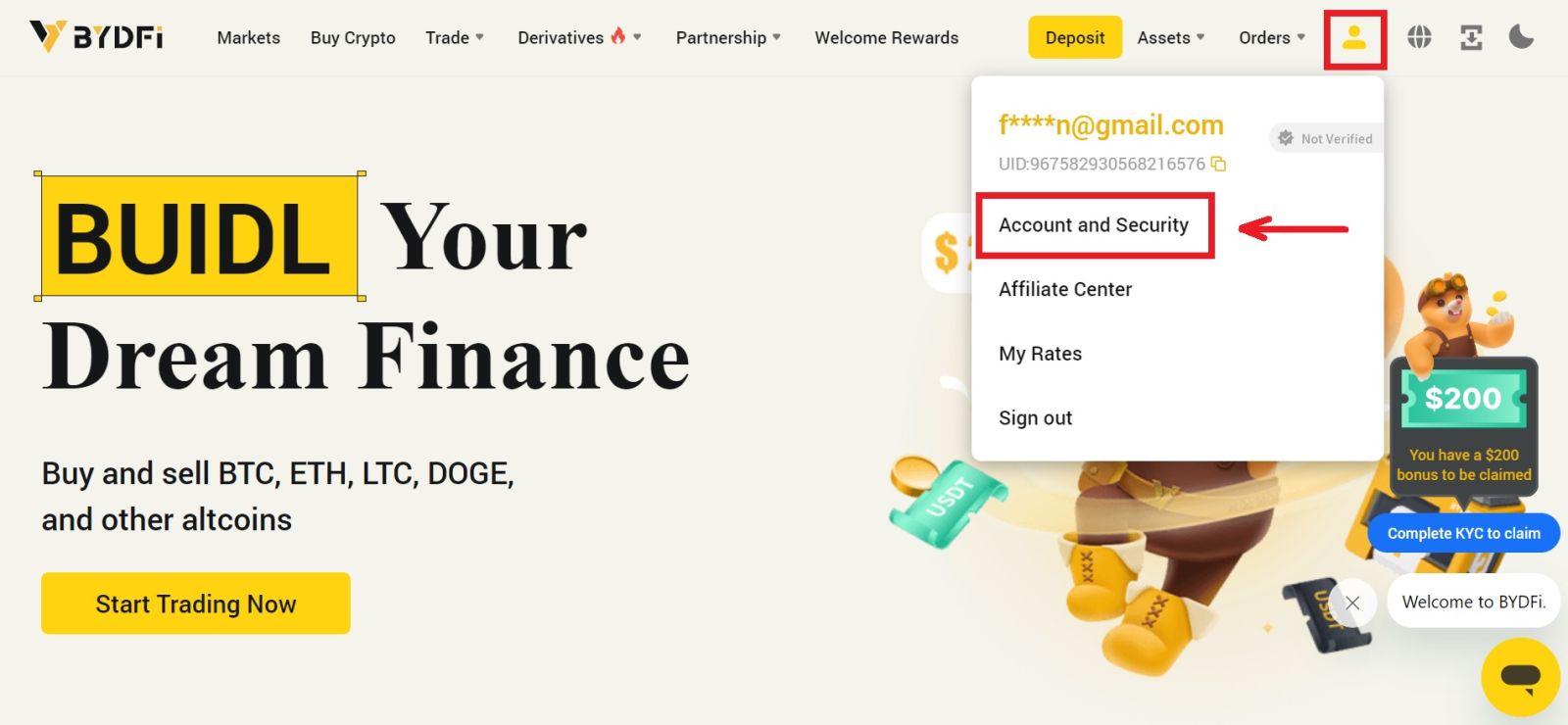 How to Login and Verify Account in BYDFi How to Login and Verify Account in BYDFi