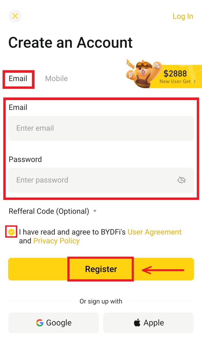 Чӣ тавр кушодани суратҳисоб дар BYDFi Чӣ тавр кушодани суратҳисоб дар BYDFi